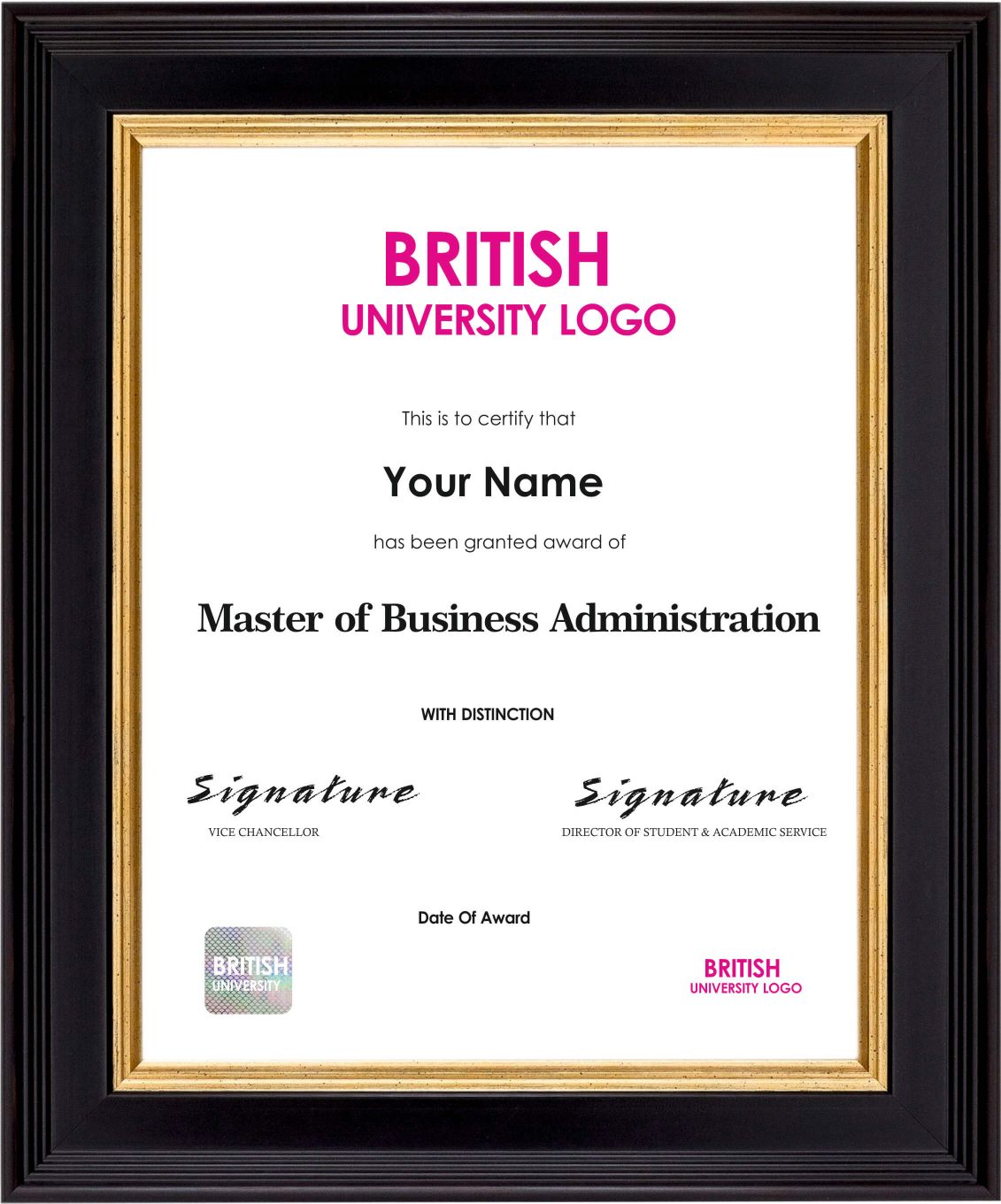 Masters Degree Sample Certificate